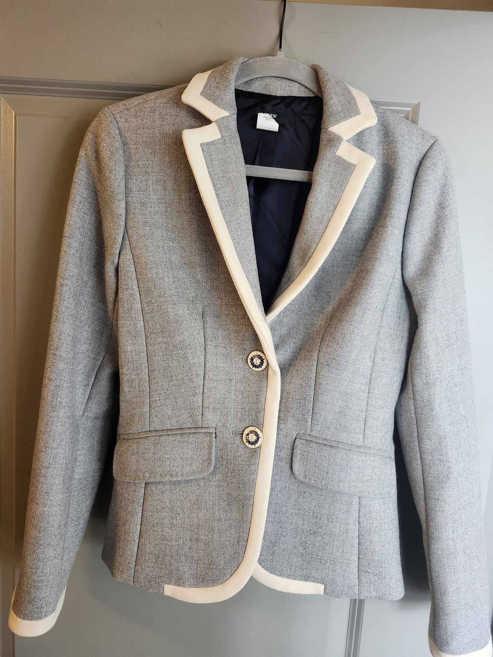 J.Crew Wool Lexington Jacket Wool Blend Blazer Gray & Cream